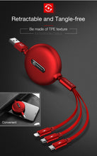 Load image into Gallery viewer, 3 in 1 Retractable Micro USB Type C Cable for iPhone Samsung Huawei Fast Charging