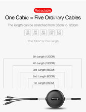 Load image into Gallery viewer, 3 in 1 Retractable Micro USB Type C Cable for iPhone Samsung Huawei Fast Charging