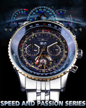 Load image into Gallery viewer, Jaragar 2017 Flying Series Golden Bezel Scale Dial Design Stainless Steel Mens Watch Top Brand Luxury Automatic Mechanical Watch
