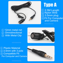 Load image into Gallery viewer, Ollivan Omnidirectional Metal Microphone 3.5mm Jack Lavalier Tie Clip Microphone Mini Audio Mic for Computer Laptop Mobile Phone
