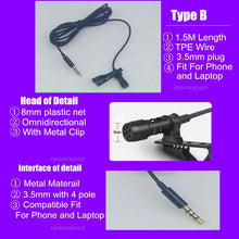 Load image into Gallery viewer, Ollivan Omnidirectional Metal Microphone 3.5mm Jack Lavalier Tie Clip Microphone Mini Audio Mic for Computer Laptop Mobile Phone