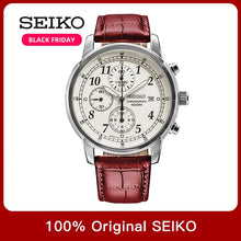 Load image into Gallery viewer, 100% Original Seiko 5 Solar energy Quartz Watch Luminous hands Calendar Leather Sraps Business Fashion Watch Global Warranty