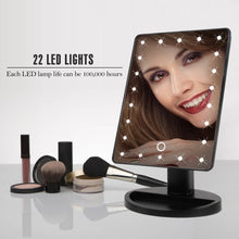 Load image into Gallery viewer, LED Touch Screen Makeup Mirror Professional Vanity Mirror With 16/22 LED Lights Health Beauty Adjustable Countertop 180° Rotating