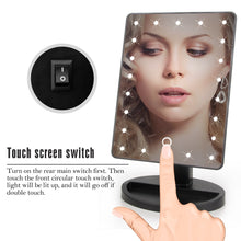 Load image into Gallery viewer, LED Touch Screen Makeup Mirror Professional Vanity Mirror With 16/22 LED Lights Health Beauty Adjustable Countertop 180° Rotating