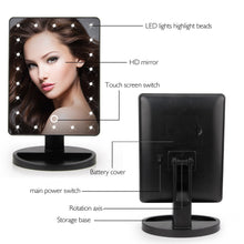Load image into Gallery viewer, LED Touch Screen Makeup Mirror Professional Vanity Mirror With 16/22 LED Lights Health Beauty Adjustable Countertop 180° Rotating