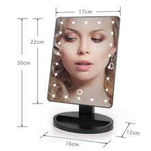 Load image into Gallery viewer, LED Touch Screen Makeup Mirror Professional Vanity Mirror With 16/22 LED Lights Health Beauty Adjustable Countertop 180° Rotating