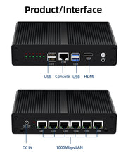Load image into Gallery viewer, Firewall Router Intel Core i3 4010U 5010U AES NI Pfsense Mini PC 6 LAN Intel i211AT Gigabit Ethernet 4*USB HDMI WiFi 4G LTE SIM