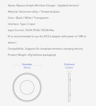 Load image into Gallery viewer, Baseus 15W Fast Wireless Charger For iPhone 11 X Xs Max For Airpods Visible Qi Wireless Charging Pad For Samsung S10 S9 Note 10