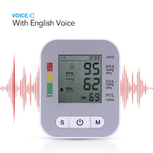 Load image into Gallery viewer, OLIECO USB Rechargeable Blood Pressure Monitor English Voice Automatic Electric PR Tonometer Digital LCD Screen Sphygmomanometer