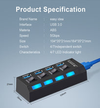 Load image into Gallery viewer, USB 3.0 HUB USB HUB 2.0 Multi USB Splitter USB 3 Hab Use Power Adapter Hub USB 3.0 4/7 Port Expander PC Computer Accessories