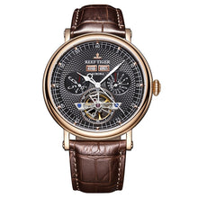 Load image into Gallery viewer, Reef Tiger Luxury Tourbillon Watches for Men Functional Watch Brown Leather Strap Automatic Wrist Watch RGA1903