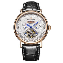 Load image into Gallery viewer, Reef Tiger Luxury Tourbillon Watches for Men Functional Watch Brown Leather Strap Automatic Wrist Watch RGA1903