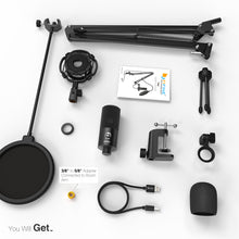 Load image into Gallery viewer, FIFINE Studio Condenser USB Computer Microphone Kit With Adjustable Scissor Arm Stand Shock Mount for YouTube Voice Overs-T669