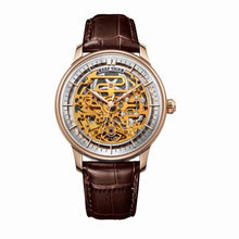 Load image into Gallery viewer, Reef Tiger/RT Skeleton Unique Watch Designs Automatic Watch Leather Strap Rose Gold Ultra Thin Watches For Men RGA1975
