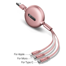 Load image into Gallery viewer, 3 in 1 Retractable Micro USB Type C Cable for iPhone Samsung Huawei Fast Charging