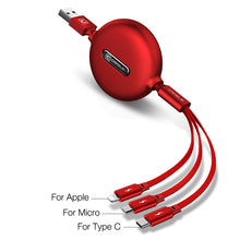 Load image into Gallery viewer, 3 in 1 Retractable Micro USB Type C Cable for iPhone Samsung Huawei Fast Charging