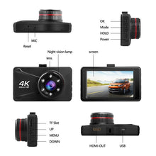 Load image into Gallery viewer, 4K Car DVR camera dash Cam 3 Inch 1080P Full HD Dash Camera 170° Dashcam Cars Night Vision G-Sensor  Car Camera Recorder