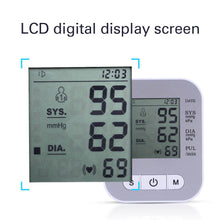 Load image into Gallery viewer, OLIECO USB Rechargeable Blood Pressure Monitor English Voice Automatic Electric PR Tonometer Digital LCD Screen Sphygmomanometer