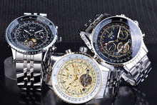 Load image into Gallery viewer, Jaragar 2017 Flying Series Golden Bezel Scale Dial Design Stainless Steel Mens Watch Top Brand Luxury Automatic Mechanical Watch