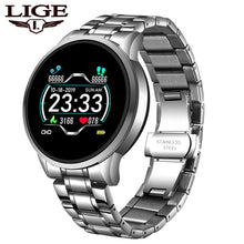 Load image into Gallery viewer, LIGE New Smart Watch Men IP67 Waterproof  Heart Rate Fitness Tracker Pedometer For Android ios Steel Band Sports Men smart watch