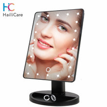 Load image into Gallery viewer, LED Touch Screen Makeup Mirror Professional Vanity Mirror With 16/22 LED Lights Health Beauty Adjustable Countertop 180° Rotating