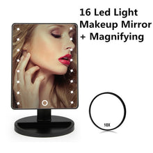 Load image into Gallery viewer, LED Touch Screen Makeup Mirror Professional Vanity Mirror With 16/22 LED Lights Health Beauty Adjustable Countertop 180° Rotating