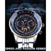 Load image into Gallery viewer, Jaragar 2017 Flying Series Golden Bezel Scale Dial Design Stainless Steel Mens Watch Top Brand Luxury Automatic Mechanical Watch