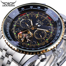 Load image into Gallery viewer, Jaragar 2017 Flying Series Golden Bezel Scale Dial Design Stainless Steel Mens Watch Top Brand Luxury Automatic Mechanical Watch