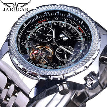 Load image into Gallery viewer, Jaragar 2017 Flying Series Golden Bezel Scale Dial Design Stainless Steel Mens Watch Top Brand Luxury Automatic Mechanical Watch