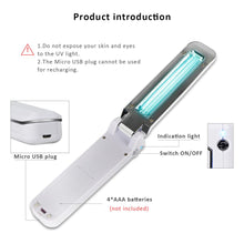 Load image into Gallery viewer, Portable UV Steriliser Ultraviolet UVC Disinfection lamp Foldable UV Germicidal light Sanitiser USB Travel Lamp