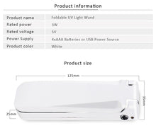 Load image into Gallery viewer, Portable UV Steriliser Ultraviolet UVC Disinfection lamp Foldable UV Germicidal light Sanitiser USB Travel Lamp
