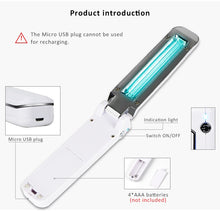 Load image into Gallery viewer, Portable UV Steriliser Ultraviolet UVC Disinfection lamp Foldable UV Germicidal light Sanitiser USB Travel Lamp