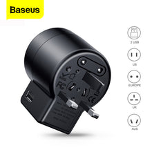 Load image into Gallery viewer, Baseus Universal Travel Adapter USB Charger Dual USB 2.4A Wall Charger Plug Power Adapter Converter for EU US UK AU