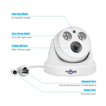 Load image into Gallery viewer, 5MP 1080P 4MP POE IP Camera H.265 Audio Dome Camera ONVIF Motion Detection For PoE NVR App View Hiseeu