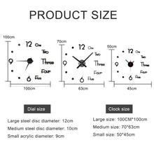 Load image into Gallery viewer, DIY Digital Wall Clock 3D Sticker Modern Design Large Silent Clock Home Office Decor for Living Room Decoration