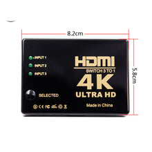 Load image into Gallery viewer, 3 Port 4Kx2K 1080P HDMI Switcher For HDTV Xbox PS3 4 Ultra HD HDMI Switch Selector 3 In 1 HDMI Splitter for Multimedia Projector