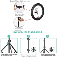 Load image into Gallery viewer, Selfie Ring Light Led Ring Lamp With Tripod With Lamp Photography Light USB With Phone Holder 2M Tripod Stand For Makeup Youtube