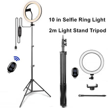 Load image into Gallery viewer, Selfie Ring Light Led Ring Lamp With Tripod With Lamp Photography Light USB With Phone Holder 2M Tripod Stand For Makeup Youtube