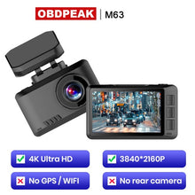 Load image into Gallery viewer, OBDPEAK M63s 4K Dash Cam Gesture Photo WiFi Car Camera Dashcam 3840*2160P 30FPS Ultra HD DVR Video Recorder GPS Tracker Dashcam