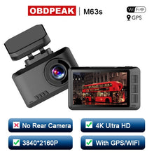 Load image into Gallery viewer, OBDPEAK M63s 4K Dash Cam Gesture Photo WiFi Car Camera Dashcam 3840*2160P 30FPS Ultra HD DVR Video Recorder GPS Tracker Dashcam