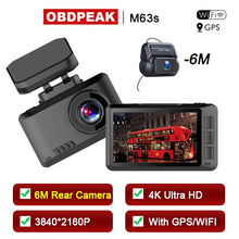 Load image into Gallery viewer, OBDPEAK M63s 4K Dash Cam Gesture Photo WiFi Car Camera Dashcam 3840*2160P 30FPS Ultra HD DVR Video Recorder GPS Tracker Dashcam