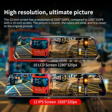 Load image into Gallery viewer, 12-inch RearView Mirror Car Dvr Camera Dashcam GPS FHD Dual 1080P Lens Driving Video Recorder Dash Cam with BONUS 32G Card