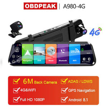 Load image into Gallery viewer, 4G Car DVR 10" Android 8.1 Stream RearView Mirror FHD 1080P ADAS Dash Cam Camera Video Recorder Auto Registrar Dashcam GPS DVRS