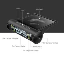 Load image into Gallery viewer, GERUIOU Tyre Pressure Monitoring System Solar Power Car External Tyre Sensor Digital LCD Display