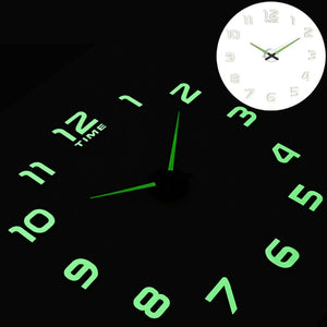 3d Wall Clock Luminious New Clock Watch Wall Clocks Horloge 3d Diy Acrylic Mirror Stickers  Luminova Quartz Reloj de Pared