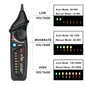 BSIDE AVD06 Non-contact Voltage Detector AC 12-1000V Test Pen Circuit Tester Power Socket Live Wire Check Dual Mode with 8 LED