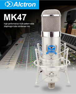 Alctron MK47 Professional Large Diaphragm Tube Condenser Studio Microphone, Pro tube recording condenser mic