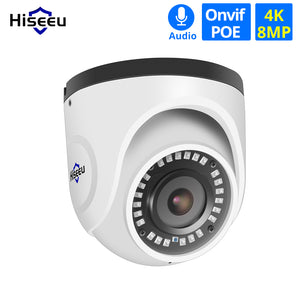 Hiseeu 4K 8MP POE IP Camera Dome Waterproof Audio CCTV Bullet Camera P2P Motion Detection ONVIF For PoE NVR 48V