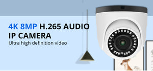 Hiseeu 4K 8MP POE IP Camera Dome Waterproof Audio CCTV Bullet Camera P2P Motion Detection ONVIF For PoE NVR 48V