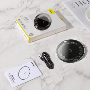 Baseus 15W Fast Wireless Charger For iPhone 11 X Xs Max For Airpods Visible Qi Wireless Charging Pad For Samsung S10 S9 Note 10